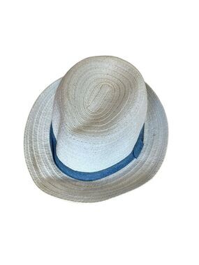 H&M Straw Hat Cream Blue Band Size Medium